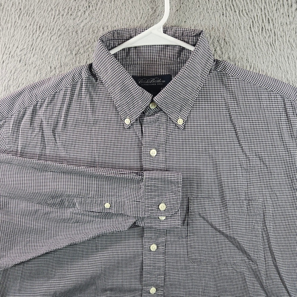 Brooks Brothers Mens Classic Fit Button Down Shirt‎ Gingham Size L Long Sleeve